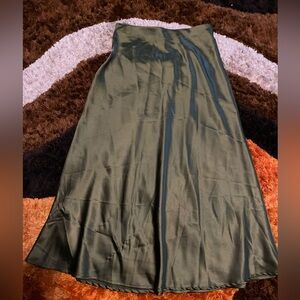Zeagoo, Olive Green, Sateen Skirt